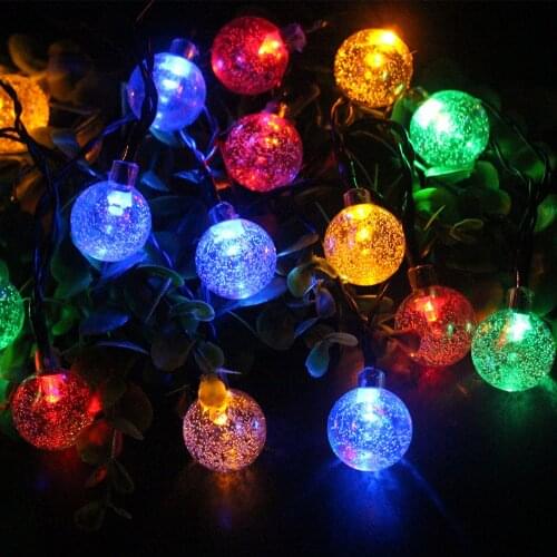 TPGEBO Solar Lamp Crystal Ball LED String Lights Flash Waterproof Fairy Garland For Outdoor Garden Christmas Wedding Decoration