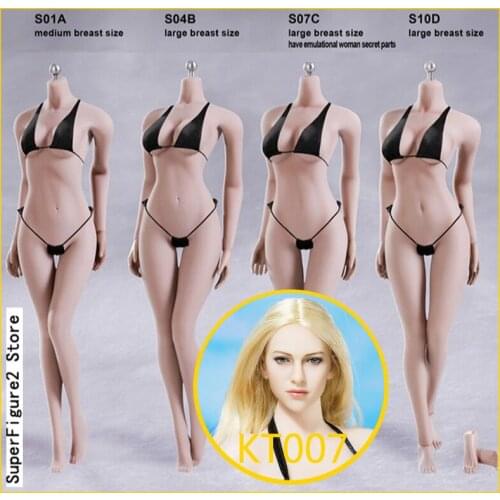TBLeague Seamless mid/Large Breast Bust Female Body 1/6 S10D S07C S09C for 1/6 Head Figure KT005/KT004/KT007/KT008 Head sculpt