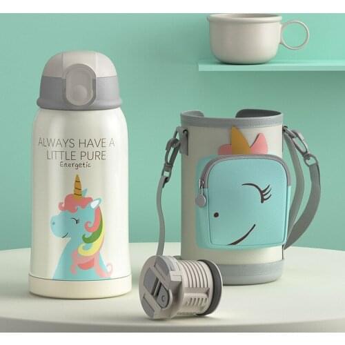Kids Thermal Cup 550ml Baby Feeding Bottle Stainless Steel Milk Thermos for Children Insulated Hot Water Bottle Warmer Leak-poof