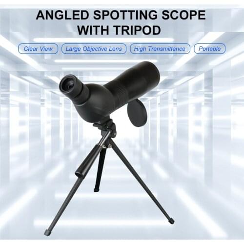 Spotting Scope with Tripod HD Monocular Portable 15X-45X Zoom Eyepiece Straight or Angled for Bird Watching Star Gazing Hunting