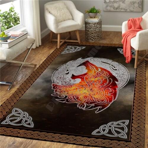 Viking Wolf 3D All Over Printed Rug Non-slip Mat Dining Room Living Room Soft Bedroom Carpet