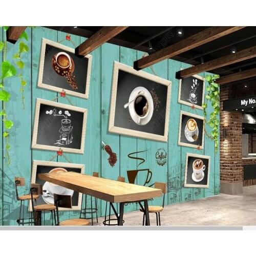 Papel de parede Wooden vintage coffee label bar cafe bar 3d wallpaper mural,living room tv wall bedroom wall papers home decor