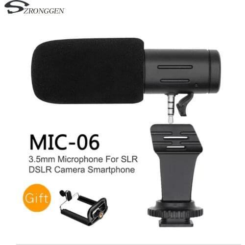 Mcoplus MIC-06 Mobile Phone Microphone Video Mic For iPhone Samsung Smartphone with Wind Muff Handheld F-mount Clip Phone Camera