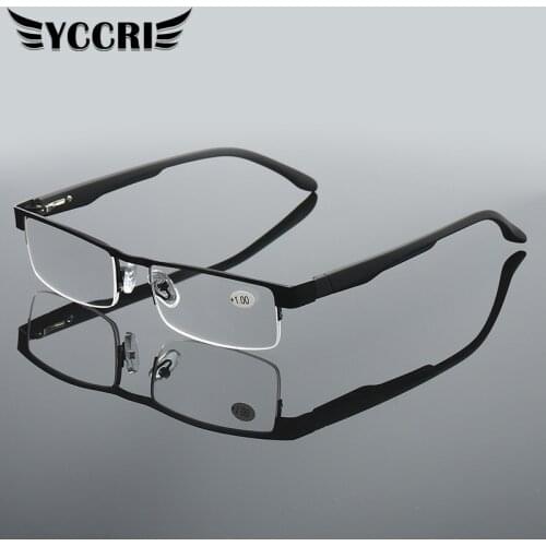 YCCRI Square Half Frame Alloy Reading Glasses Men Women Hyperopia Prescription eyeglasses Eyeglasses Glasses Women +1.0 to +4.0