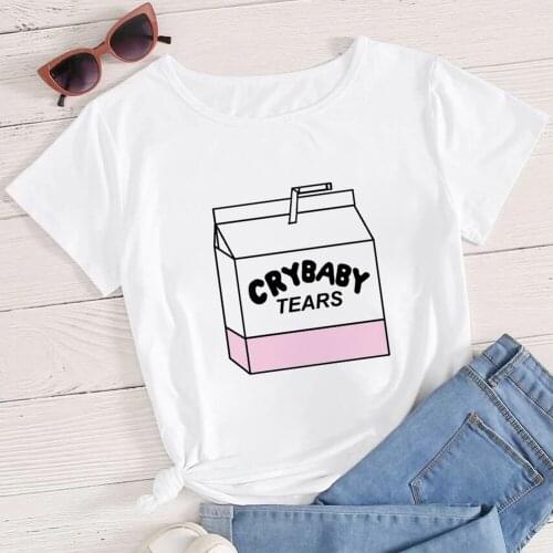 2021 New Short Sleeve Trendy Animation Versatile T-shirt Lovely Drink Printed Streetwear Tshirt Top Tees Femme Hot Selling