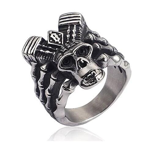Goat skull ring stainless steel punk style ring European and American ring skull ring