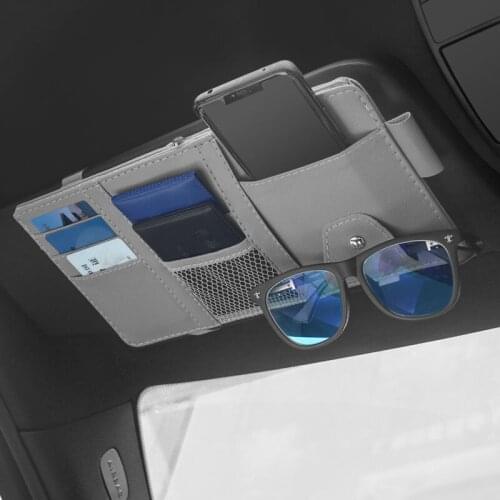 1PCS Car Sun Visor Storage Pouch Bill Card CD Phone Holder Storage Box Leather Sunglasses Clip Multifunctional