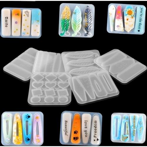 1pcs DIY Hairpin Epoxy Resin Mold Silicone Women Girls Geometric Hair Claw Hair Clips UV Resin Epoxy Molds Accessories Supplies