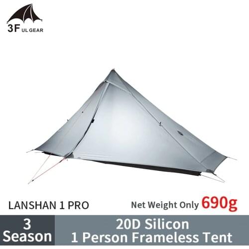 3F UL GEAR 690G LANSHAN 1 Pro Lightweight Frameless Tent 20D Double Layer Silicone Rainproof 3 Season Outdoor Camping Tent