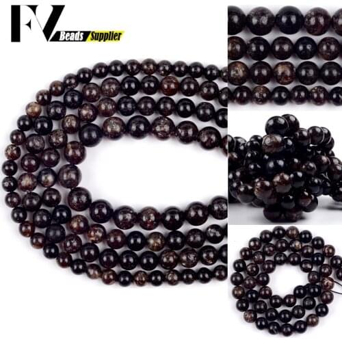6mm 8mm 10mm Natural Stone Black Phlogopite Smooth Loose Spacer Round Beads For Jewelry Making DIY Bracelets Necklace 15"