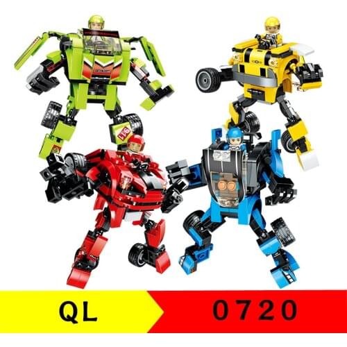 678PCS QL0720 Building Blocks Racing Warrior Change Mech Technology Series Racing Childrens Educational Toy Gifts