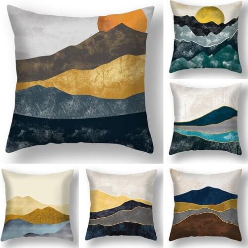 Abstract Watercolor Landscape Series Home Sofa Bay Window Decorative Polyester Pillow Cover