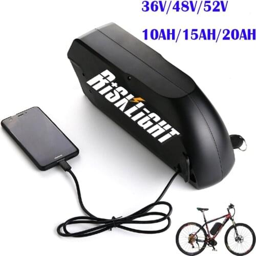 Electric bicycle battey tiger shark 36V 48V 52V 10ah 15ah 20AH 18650 rechargeable Lithium Battery USB for 500-1500W Ebike