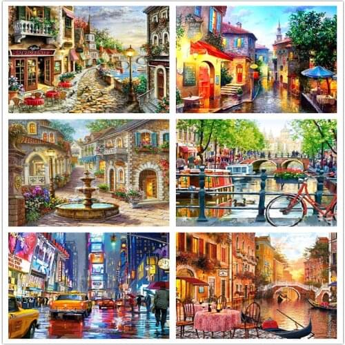 Diamond Painting European American Style Ancient Architecture Landscape Embroidery Mosaic Cross Stitch Star Home Decor