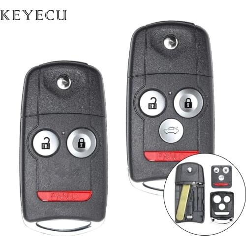 Keyecu Flip Remote Control Car Key Shell Case Cover Fob 3 4 Buttons for Acura TL TSX MDX RDX ZDX 2009 2010 2011 2012 2013 2014