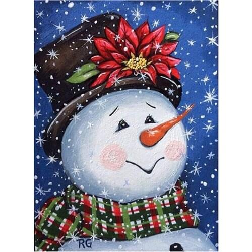 DIY 5D Diamond Painting Kits Full Drill Wall Hanging Diamond Painting Set for Snowman with Hat