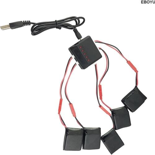 EBOYU 5pcs 3.7v 650mah Lipo Battery + 5-in-1 Balance Charger for JIE-STAR X8TW X8T Q1012 Q9 Foldable Quadcopter Drone