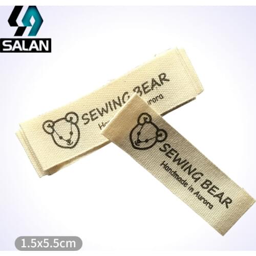 Customized cotton clothing tags printed Cotton Label Sewing Fabric printed cotton Labels custom kids garment tag