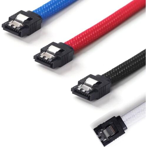 Hot 50CM SATA 3.0 III SATA3 7pin Data Cable 6Gb/s SSD Cables HDD Hard Disk Data Cord with Nylon Sleeved Premium Version