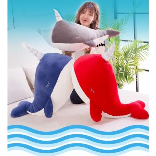 Creative 45/65/90cm plush whale stuffed soft high quality comfortable Pillow Soothing doll cushion Sofa decoration gift for kid