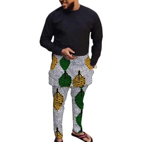 Patchwork tops design mens suits shirt with pant African fashion male groom suits custom wedding party Ankara outfits