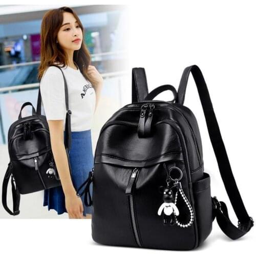 Fashionable Korean version backpack simple all-match student bag new soft surface large capacity travel bag womens shoulder bag