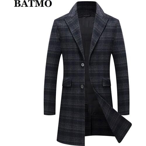 BATMO 2021 new arrival autumn&winter 90% white duck down liner trench coat men,mens Plaid overcoat,plus-size M-XXXL 2281