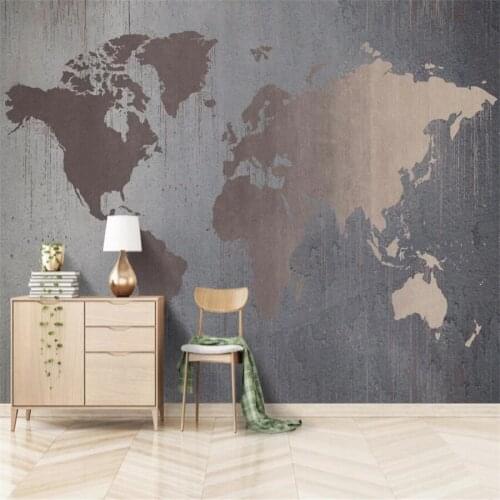 Milofi customized 3D wallpaper mural world map Nordic abstract golden personality retro living room bedroom background wall deco