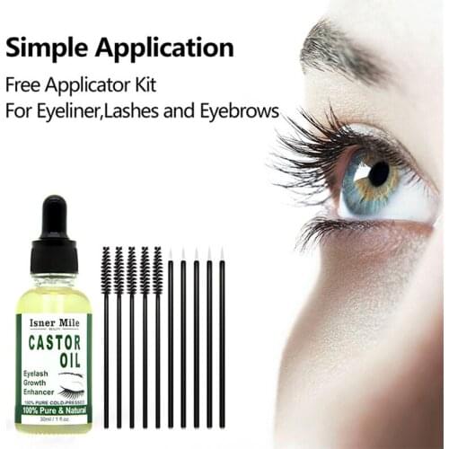 Natural Castor Oil Grows Thick Nourishing Mascara Makeup Tool with Eyelash Brush Bactericidal Moisturizing Eyelash Growth Oil