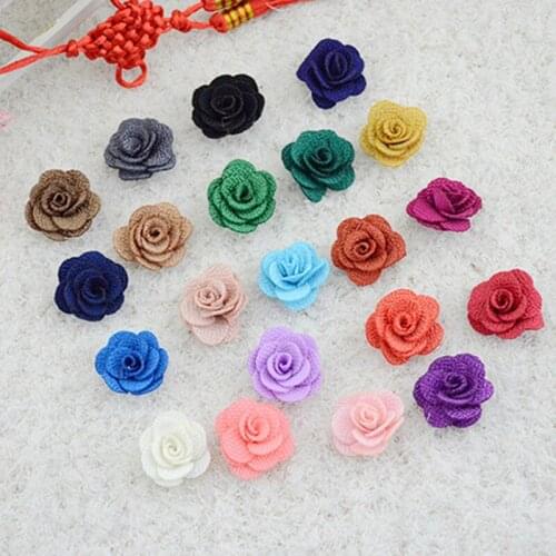 New 200Pcs/Bag Size 2.5cm Fabric Rose Flower Handmade Cotton Cloth Flowers Hand DIY Material Girl Hair Accessories Gift Rose