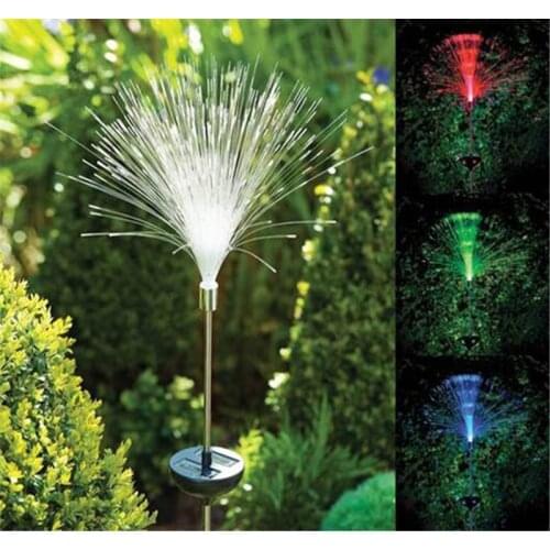 NEW optic fiber light COLOUR CHANGING LED SOLAR POWER outdoor STAKE LIGHT GARDEN OUTDOOR PATH LAMP for home decor
