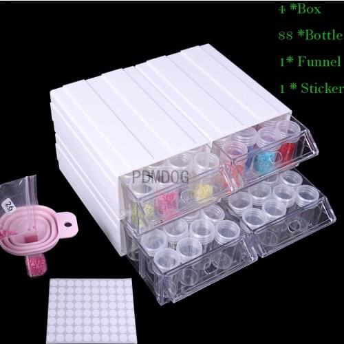 22/44/88 Bottle Compartment Plastic Storage Box Jewelry Earring Case Grids Diamond Painting Accessories Drawers 1/2/4 Boxes