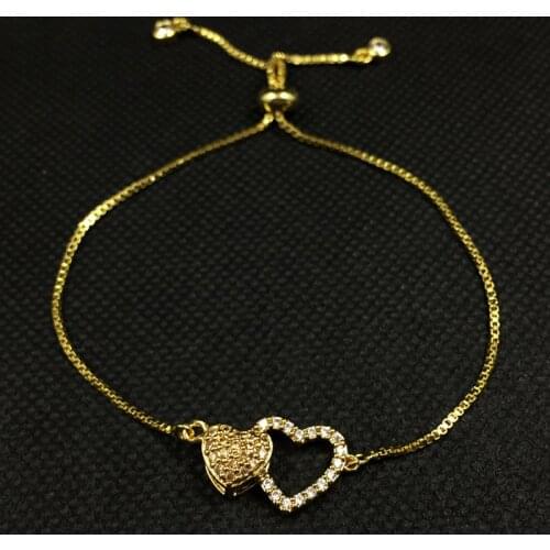 Pohier Heart By Heart Bracelet Women Lovers Gold Color Adjustable Chain CZ Zircon Crystal Love Crystal Bracelets Jewelry