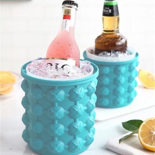 Portable Silicone Ice Bucket Whisky Champagne Beer Ice Cube Maker Bucket Wine Ice Cooler Beer Barware Tools Kitchen Accessorie