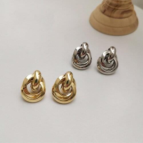 Simple Fashion Circle Multi-layer Earrings Fresh Shining Light Luxury Metal Earrings For Women Party Jewelry Gift Classic