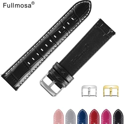 10 Colors Genuine Leather Watchband 22mm Bamboo Texture 24mm 18mm Watch Straps Silver/Gold Buckle Bracelet 20mm Watch Band