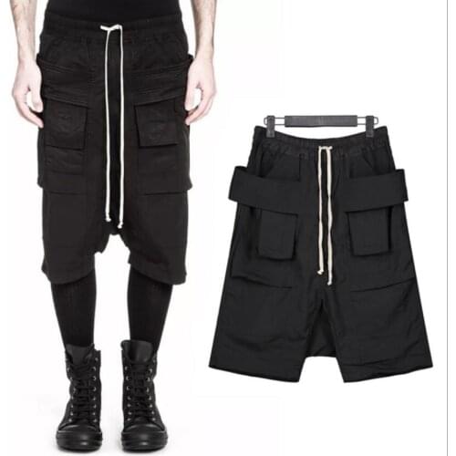 27-44 New 2020 Summer Men Casual Pocket Tooling Shorts Thin Tide Hanging Shorts Hairstylist Low Crotch Shorts Plus Size Costumes