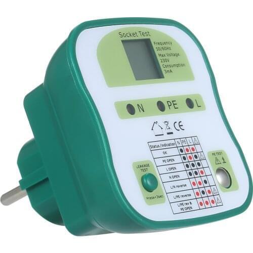 Smart Socket Tester Digital LCD Display Wall Sockets Circuit Breaker Finder RCD Test Leakage Test Socket Outlet Safety Tester