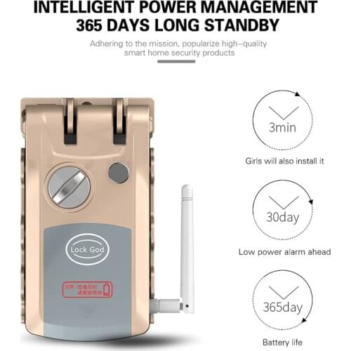 Tuya Wifi Smart Lock APP Control Remote control Door Lock Electronic Invisible Lock Home Security Smart Door Lock VS WAFU Lock