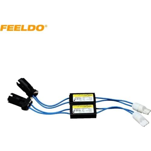 FEELDO 10Pcs DC12V LED Light Warning Canceller Decoder Load Resistor NO-OBD Error NO Hyper Flash For T10/W5W/194 #AM2272