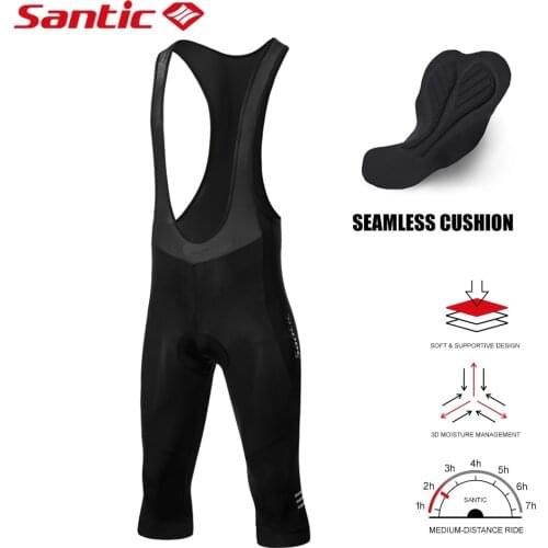 Santic Cycling Bib 3/4 Pants MTB Road Bike Cropped Tights Breathable Reflective Mountain Bicycle Sports Short Pants 1-2H Ride