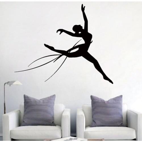 Gymnast Girl Wall Decal Sport Jumping Gymnastics Vinyl Window Sticker Dance Room Girls Bedroom Interior Decor Art Wallpaper