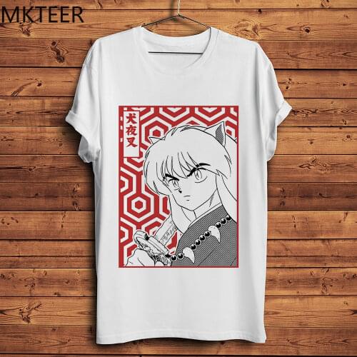 Japanese Anime Inuyasha Funny T-shirt Men New White Casual Short-sleeved T-shirt Men Women Comic Unisex Streetwear T-shirt