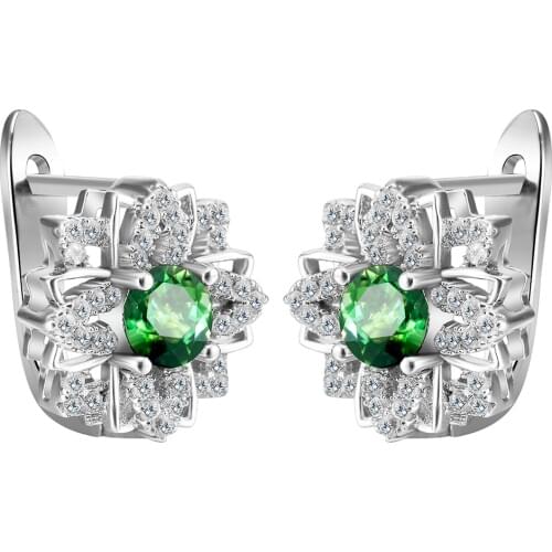 Fashion Design Unique Jewelry Silver Plated AAA Green White CZ Gem Engagement Hoop Earrings for Women Distribution