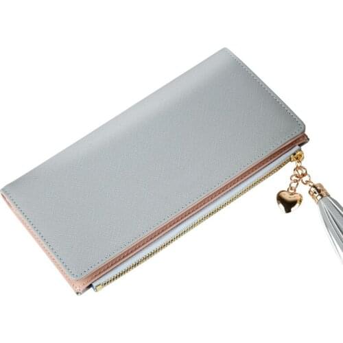 Ladies Long Wallet Zipper Large Capacity PU Simple Purse for Banknote Cards New