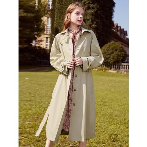 2021 early autumn New Khaki windbreaker coat womens medium and long single breasted temperament thin casual coat