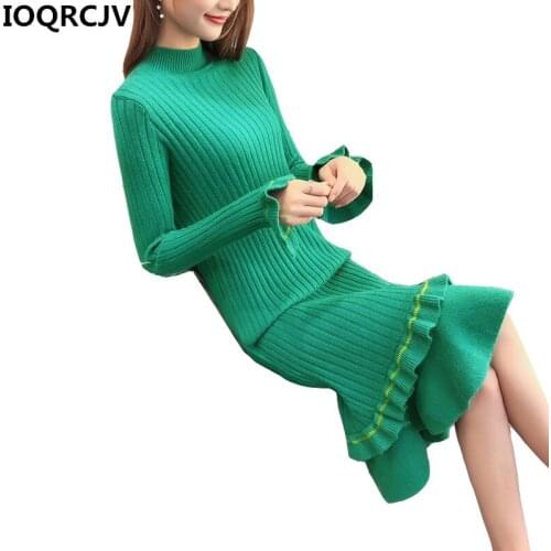 Women Sweater Dress 2019 Autumn Winter New Cashmere Knitted Sweater And Pullover Dresses Female Tricot Jersey Jumper Pull Femme