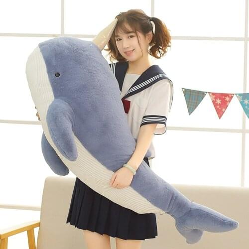 Hot Nice 1PC 60CM-120CM Narwhal Plush Toy Lovely Unicorn Whale Doll Soft Stuffed Fish Blue Whale With horn pillow Christmas Gift