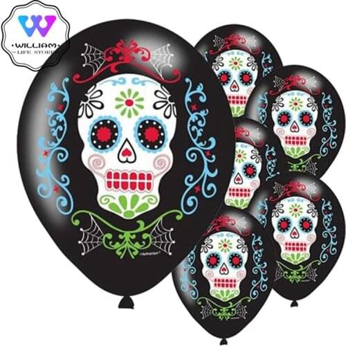 10pcs Day of The Dead Balloon Dia de los Muertos Latex Balloons party decorated for childrens Skull latex balloon toys