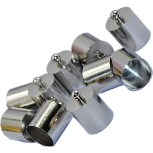 10pcs Brass End Beads Caps for 7mm 8mm Cord Jewelry Necklace Findings Silver